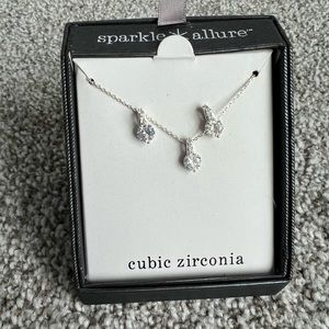 Brand new cubic zirconia earring and necklace set